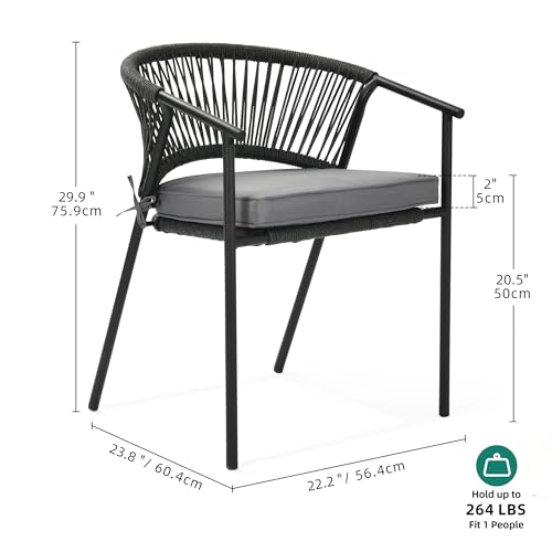 Stackable Rattan Wicker Patio Chairs Set of 6 with Cushion K6600