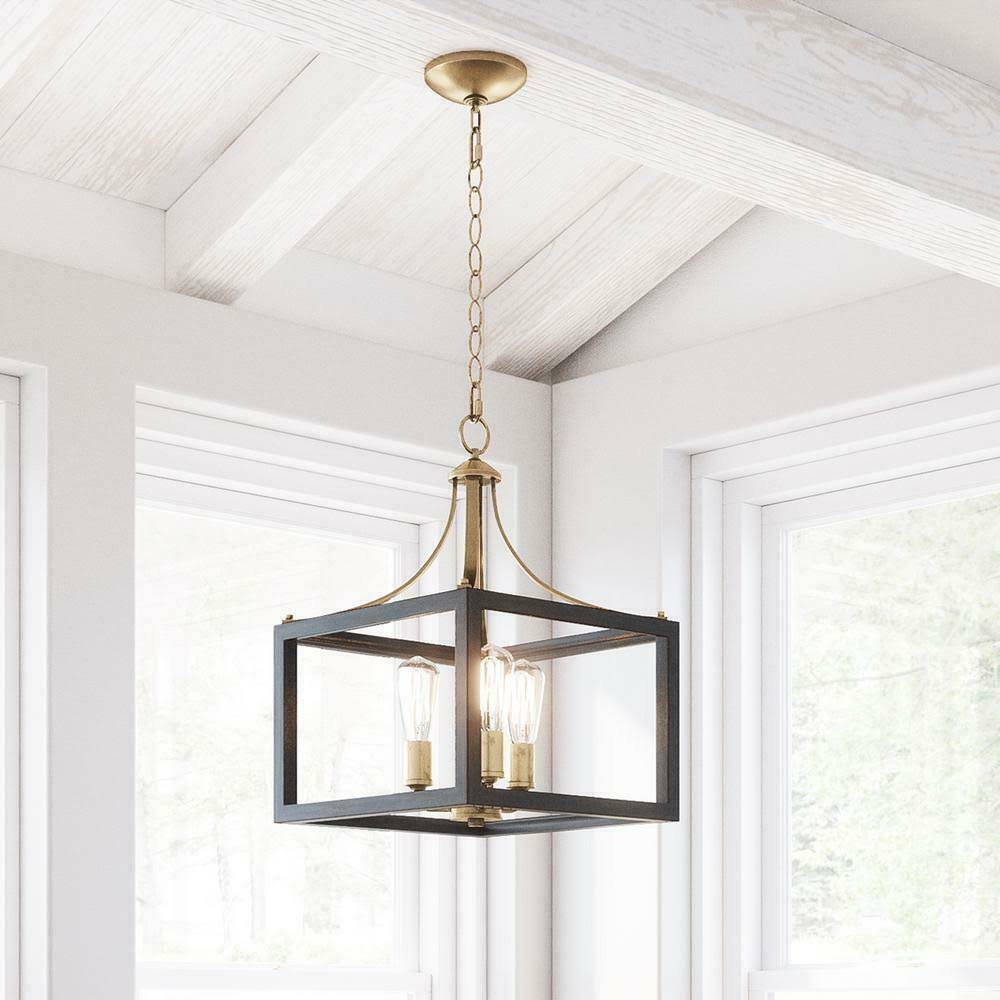 3-Light Vintage Brass Chandelier X976957