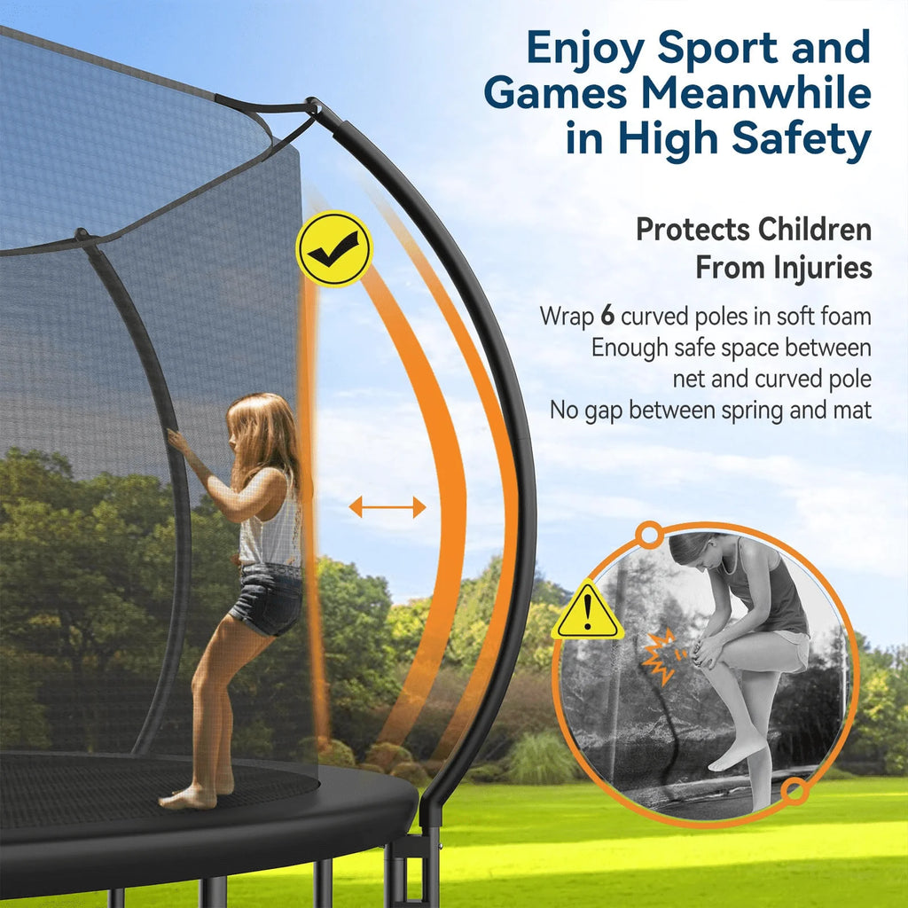16FT Trampoline with Enclosure, Slide and Ladder S8676