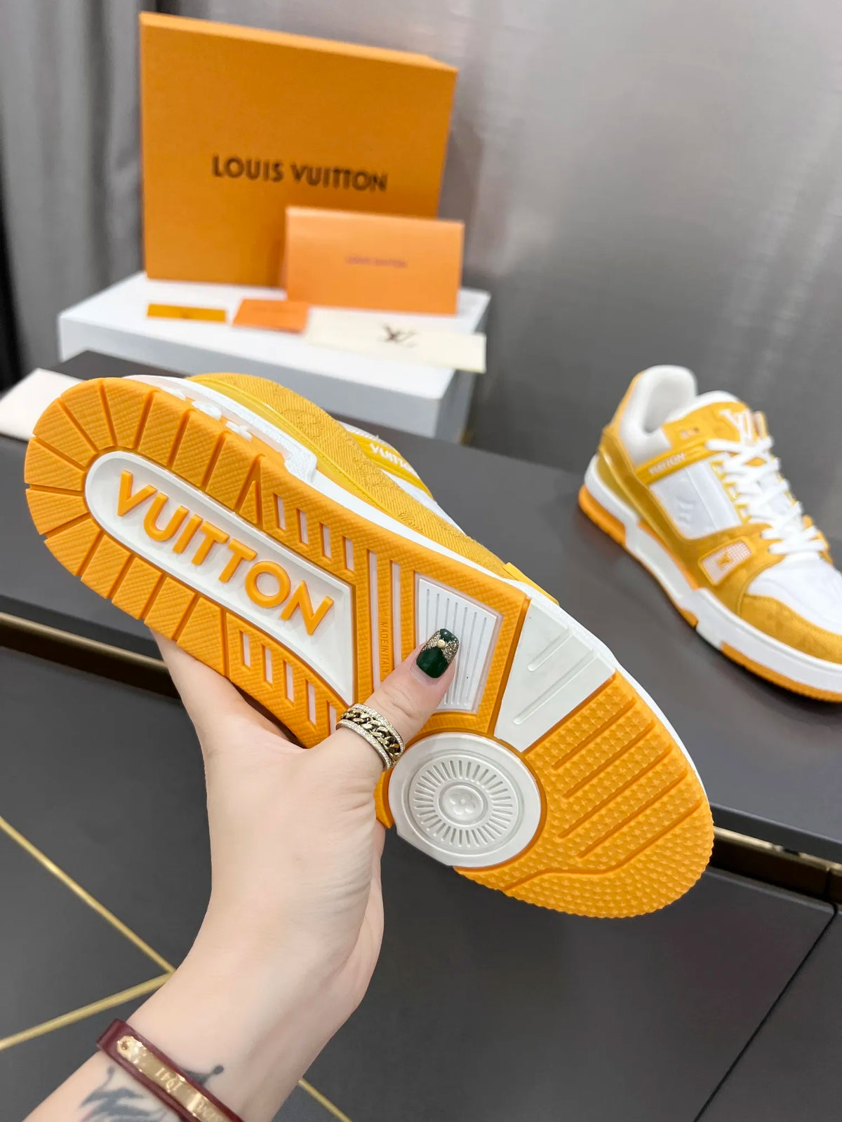 Yellow Leather Low Trainers R524