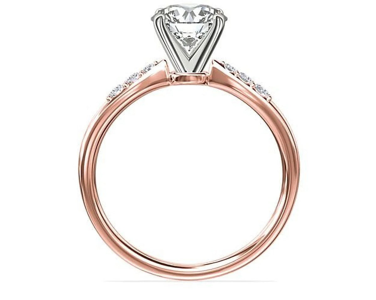14K Rose Gold Solitaire Diamond Ring H580