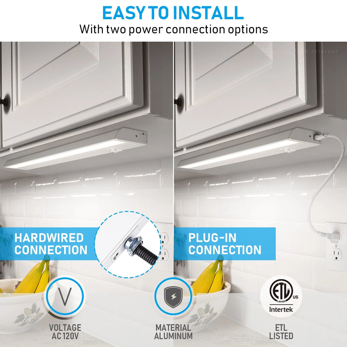 22 Inch 14W 960LM LED Under Cabinet Light, 3000K/4000K/5000K, White Aluminum Housing F978