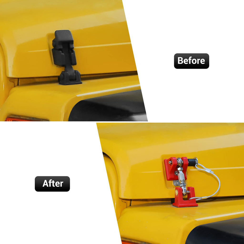 Red Aluminum Alloy Hood Latches for Jeep Wrangle TJ D67833