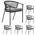 Stackable Rattan Wicker Patio Chairs Set of 6 with Cushion K6600