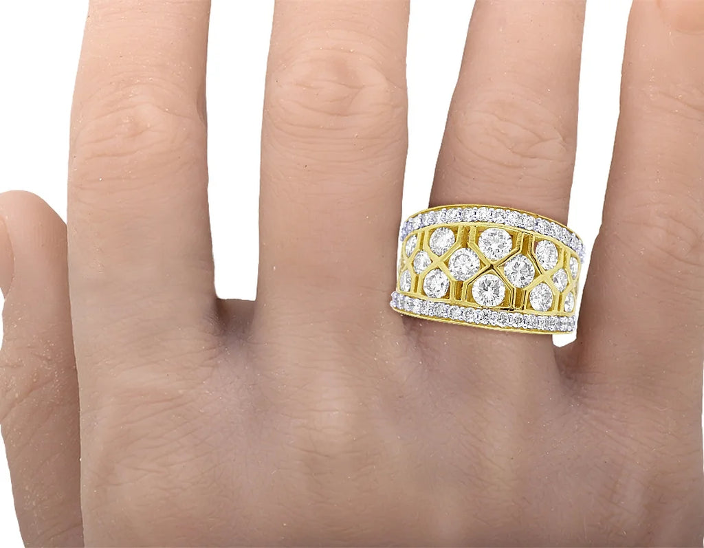 Geometric Mesh Diamond Band Ring Q518