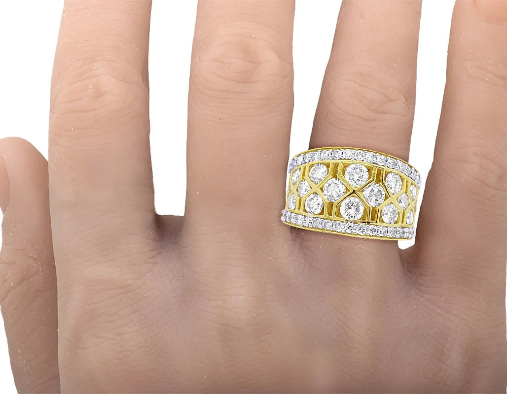 Geometric Mesh Diamond Band Ring Q518
