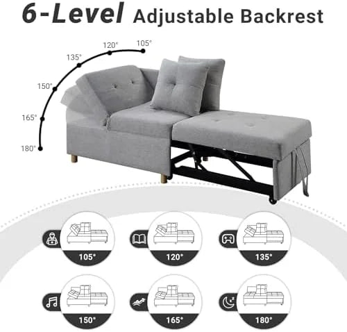 3 in 1 Convertible Velvet Sofa Bed with 2 Pillows U2023