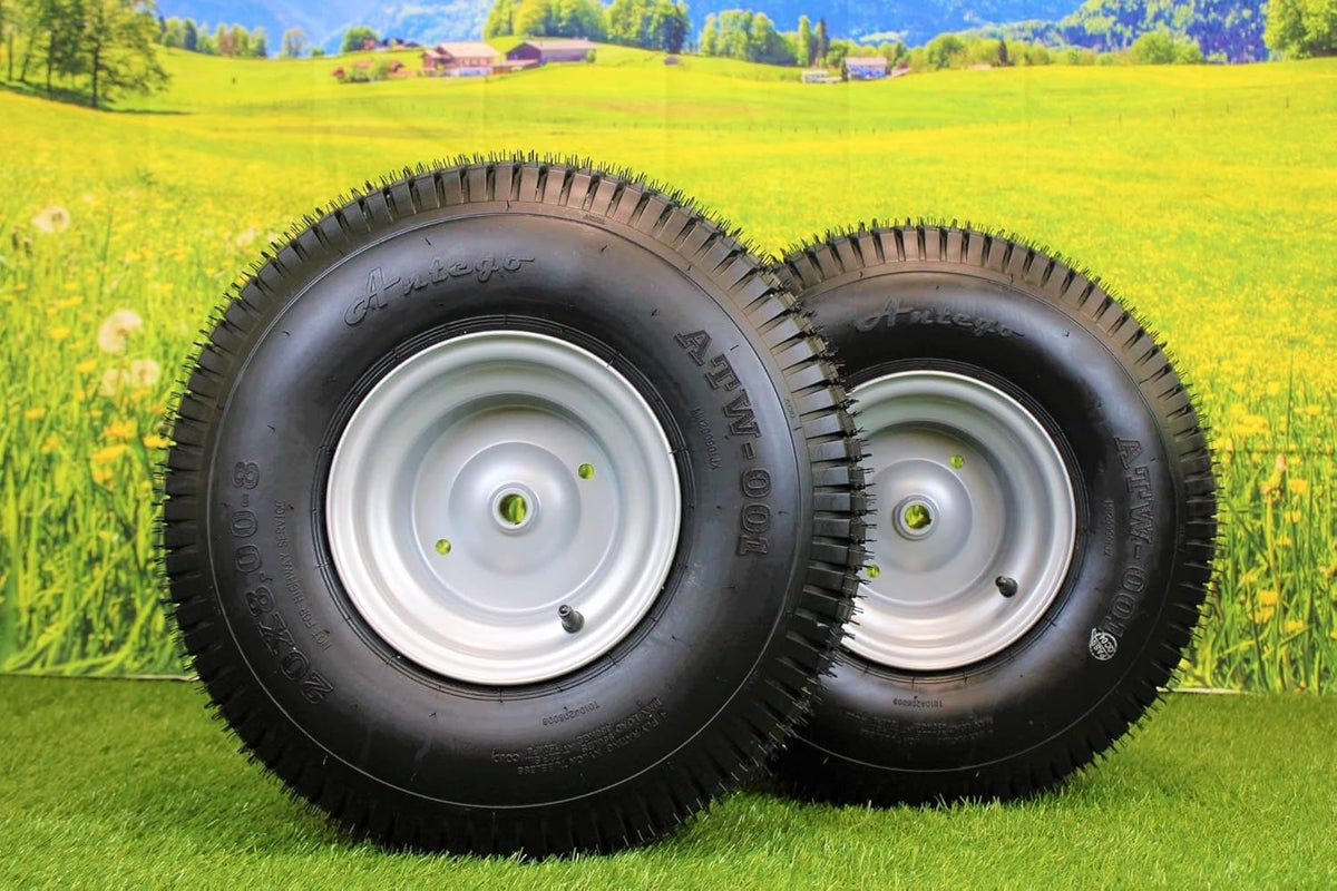 (Set of 2) 20x8.00-8 Lawn Mower Tires with Keyed Hub Wheel F5341