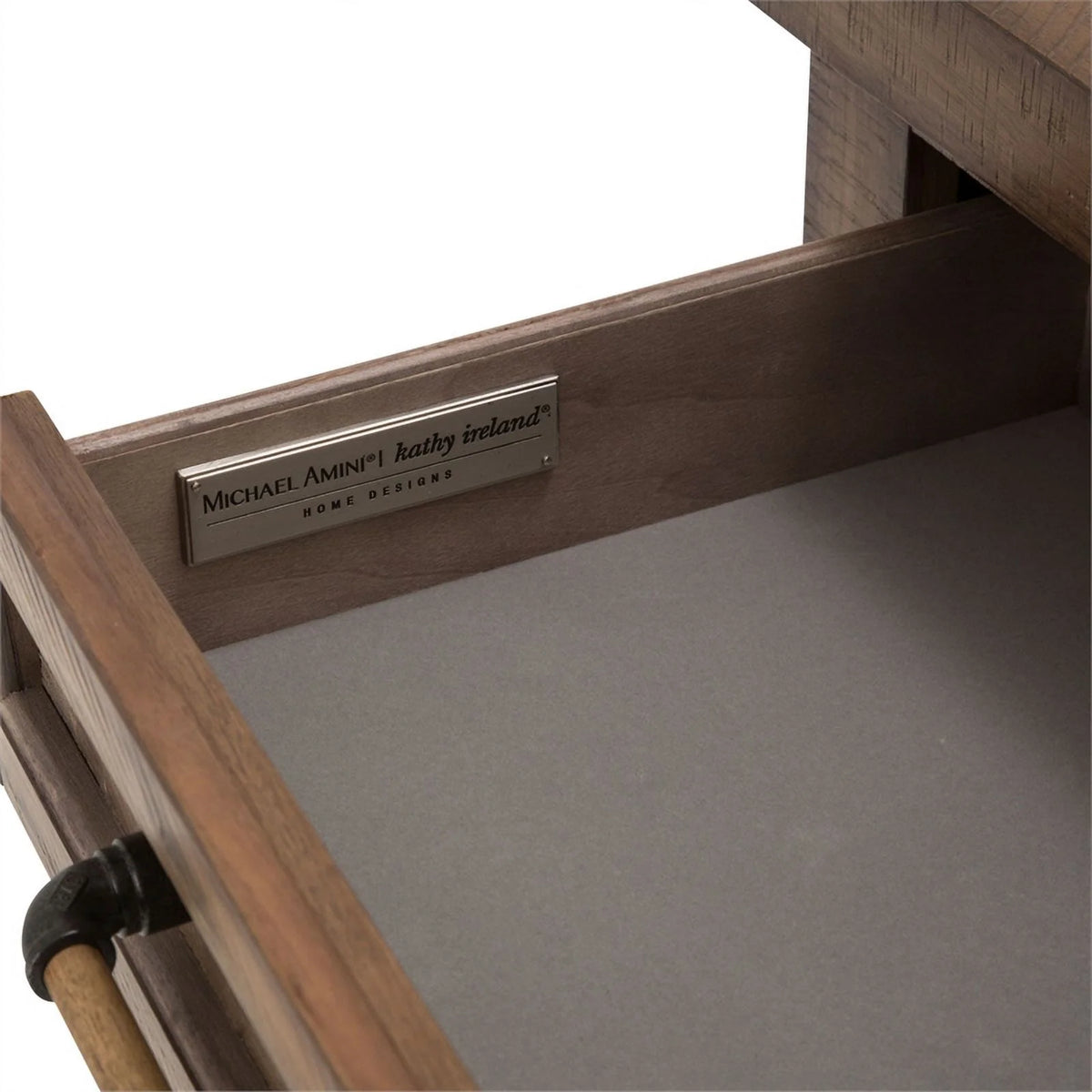 Wood & Metal Side Table with Drawer in Barn Brown S54579