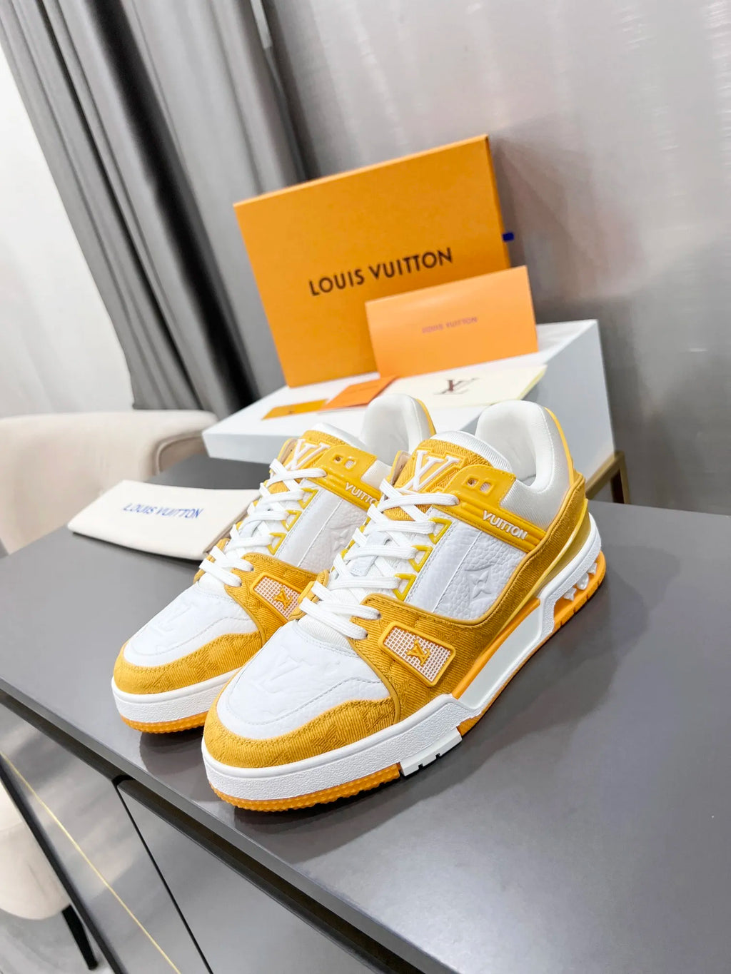 Yellow Leather Low Trainers R524