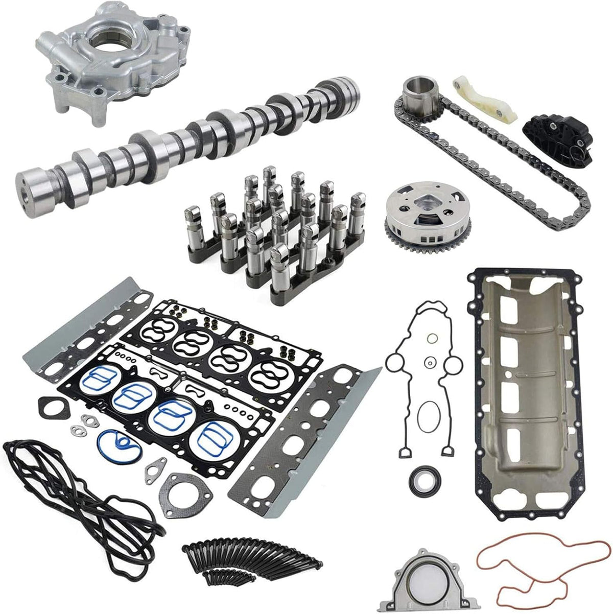 VVT Lifters Camshaft Kit Head Gasket Water Oil Pump Set for 2009-2015 Dodge Ram 1500 5.7L V8 HEMI L644