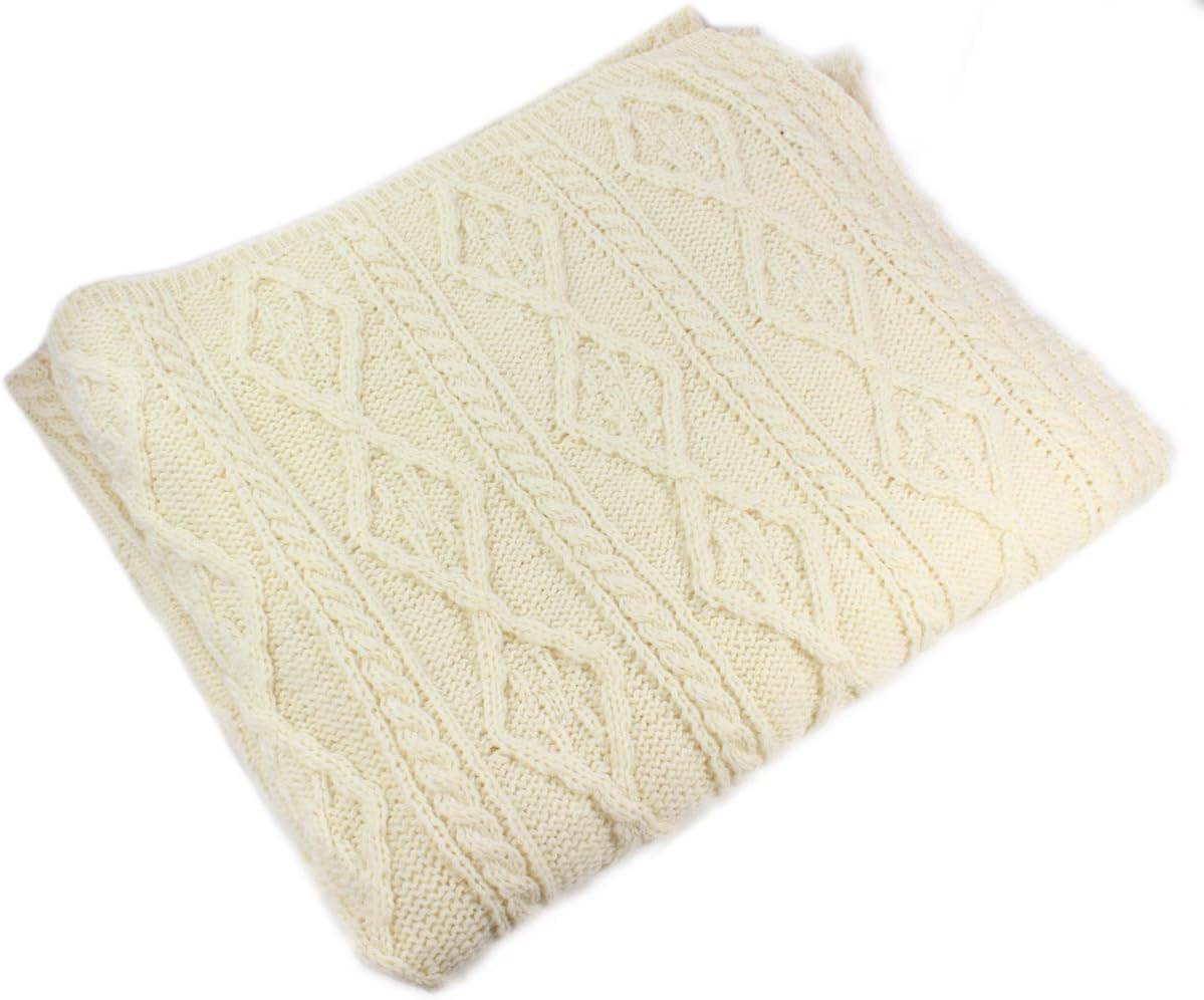 Aran Knit Merino Wool Blanket H763