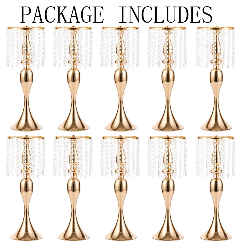 10 Pcs 21.3 Inches Tall Crystal Metal Vase I8102