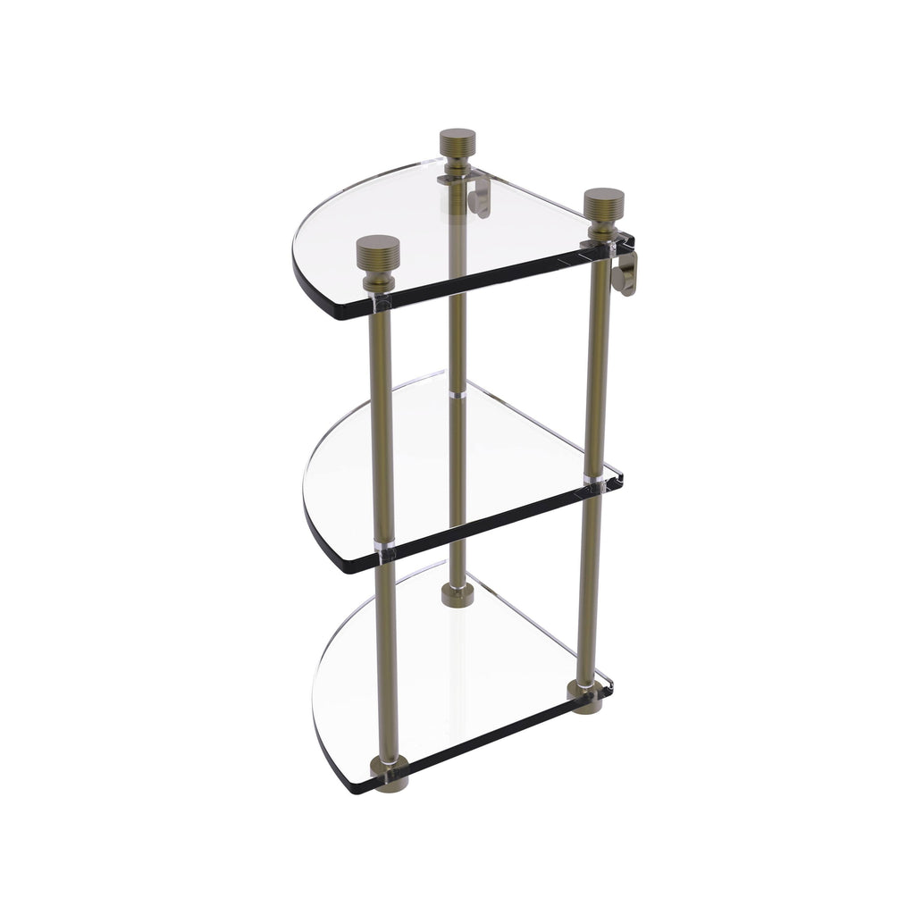 Three Tier Corner Glass Shelf Matte Gray Q5626