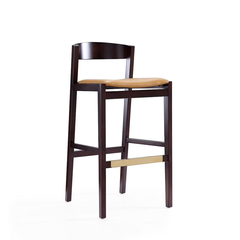 Faux Leather Barstool in Camel/Walnut U503