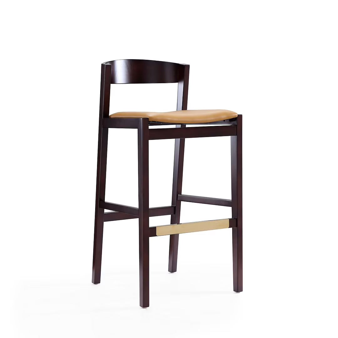 Faux Leather Barstool in Camel/Walnut U503