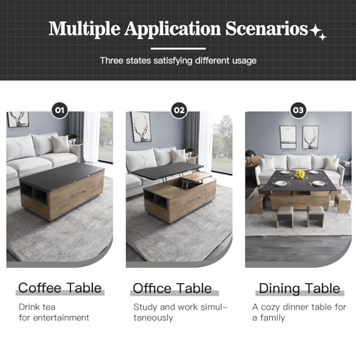 Grey Lift-Top Coffee Table with 4 Stools D97462