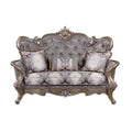 Grey & Platinum Cotton Blend Love Seat Sofa with Toss Pillows Y1224