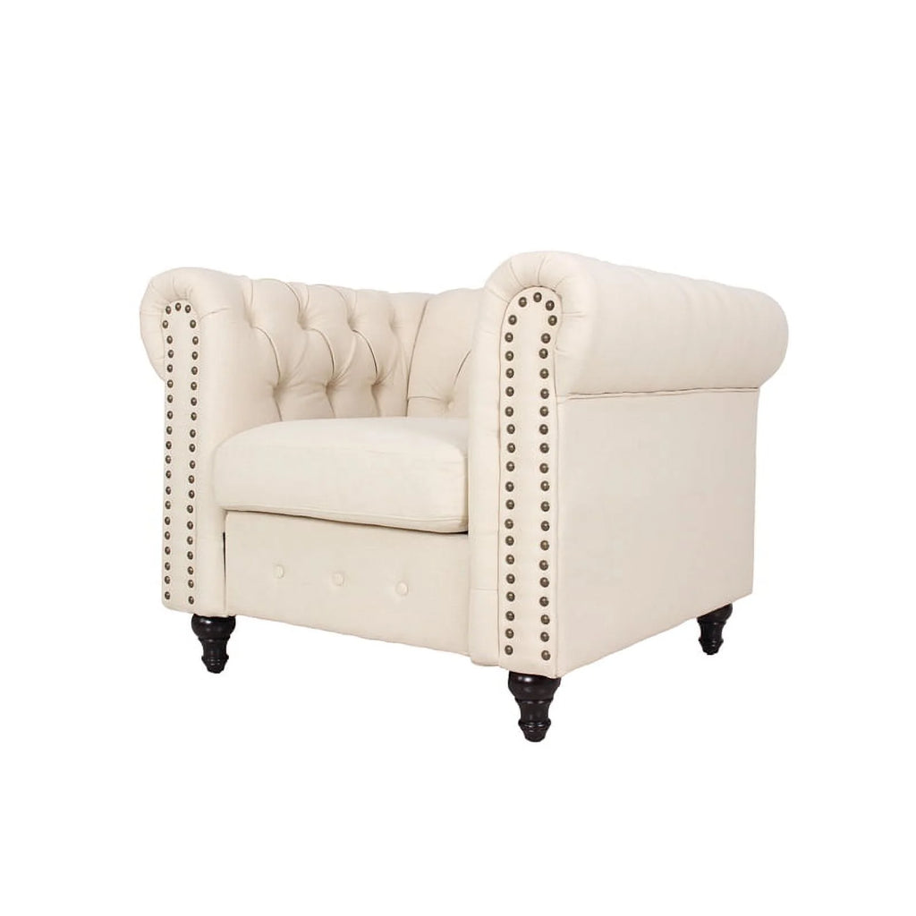 3 Piece Living Room Set with Loveseat and Two Accent Chairs in Cream C37763