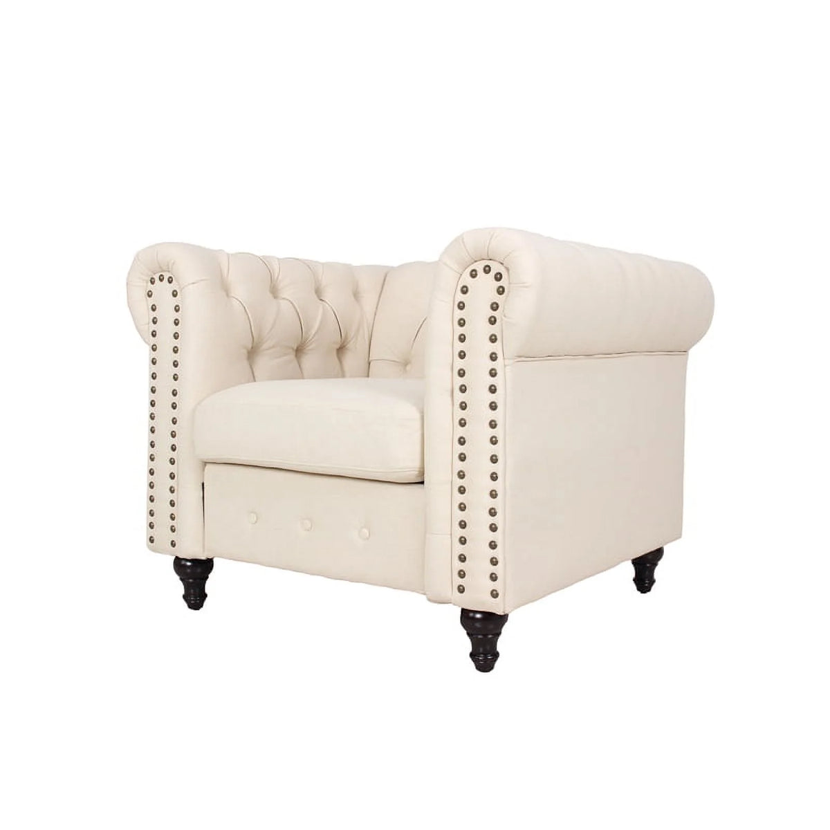 3 Piece Living Room Set with Loveseat and Two Accent Chairs in Cream C37763
