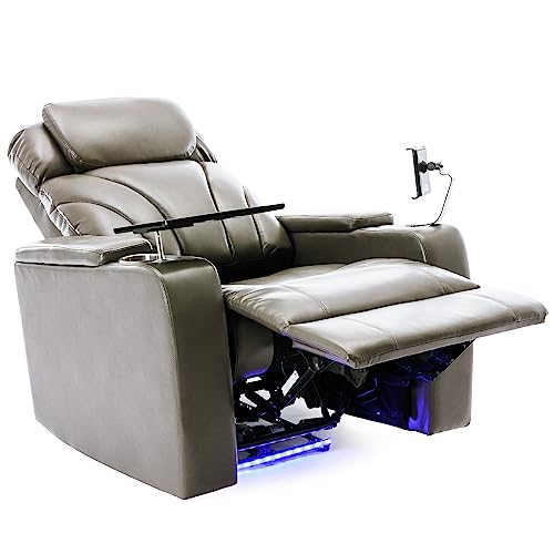 Light Grey PU Leather Electric Single Reclining Chair with USB Y9761