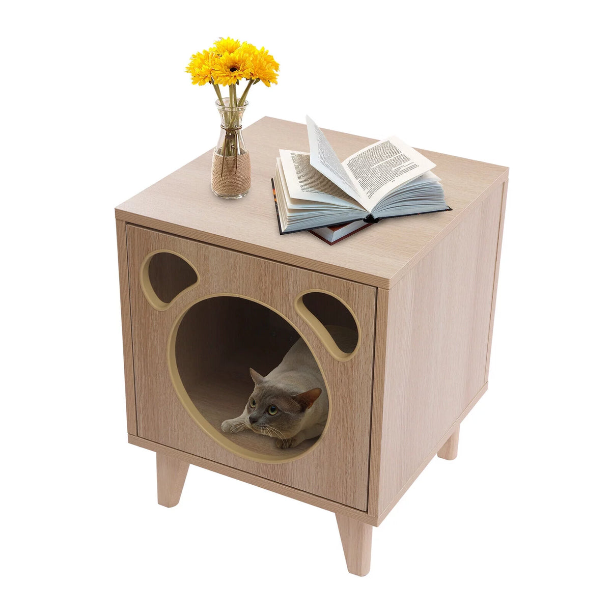 Oak Cat Nest Nightstand T689511