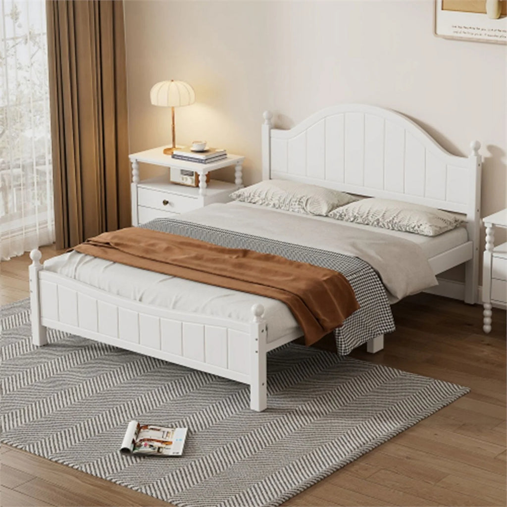 Solid Wood Queen Bed White U461334