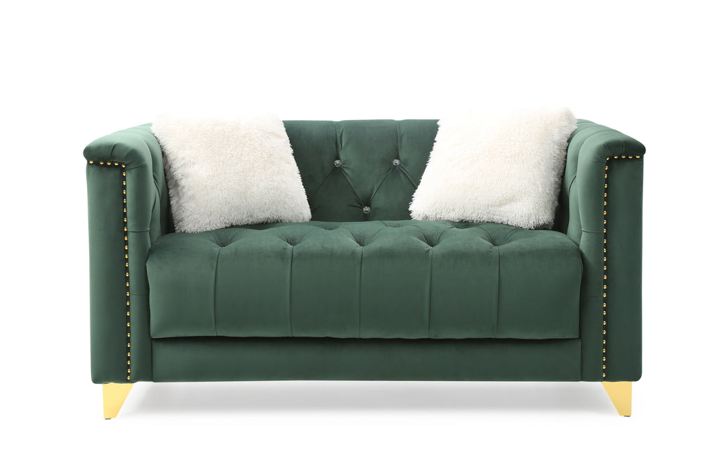 Green Tufted Upholstery 2 Pc Living Room Set R281
