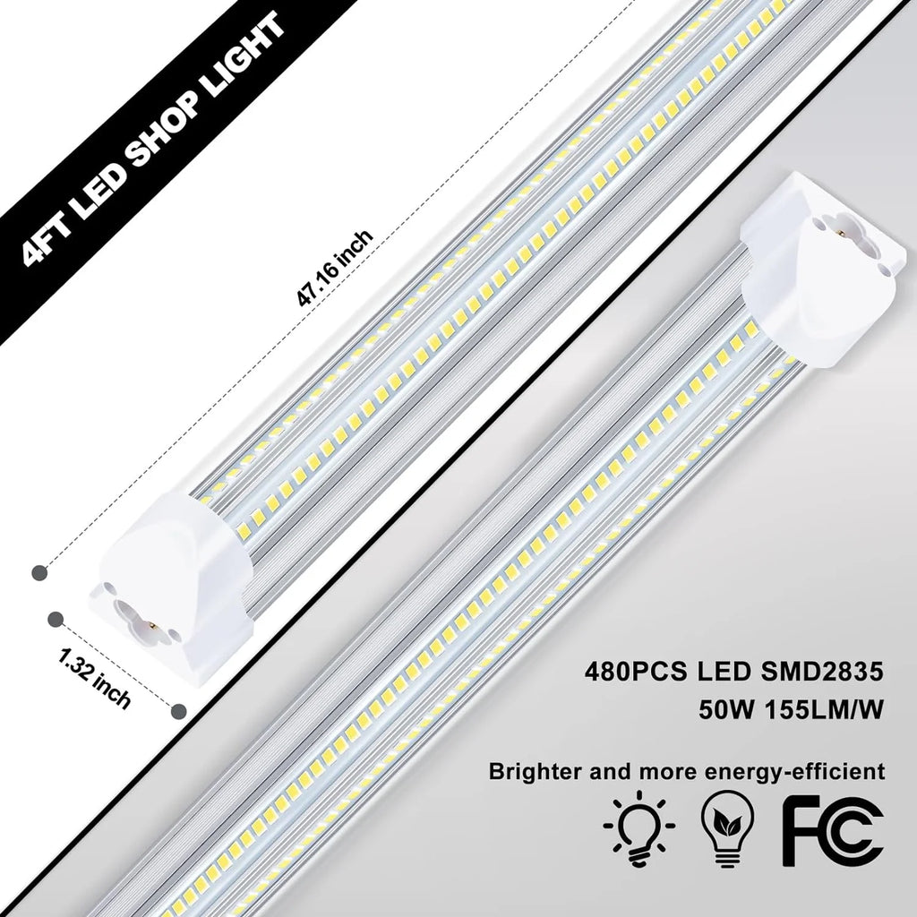 4FT 50W 7750Lumen 6000K Clear Cover V-Shape Linkable T8 LED Tube Light 10 Pack V549940