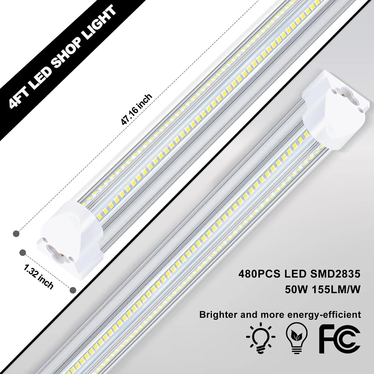 4FT 50W 7750Lumen 6000K Clear Cover V-Shape Linkable T8 LED Tube Light 10 Pack V549940