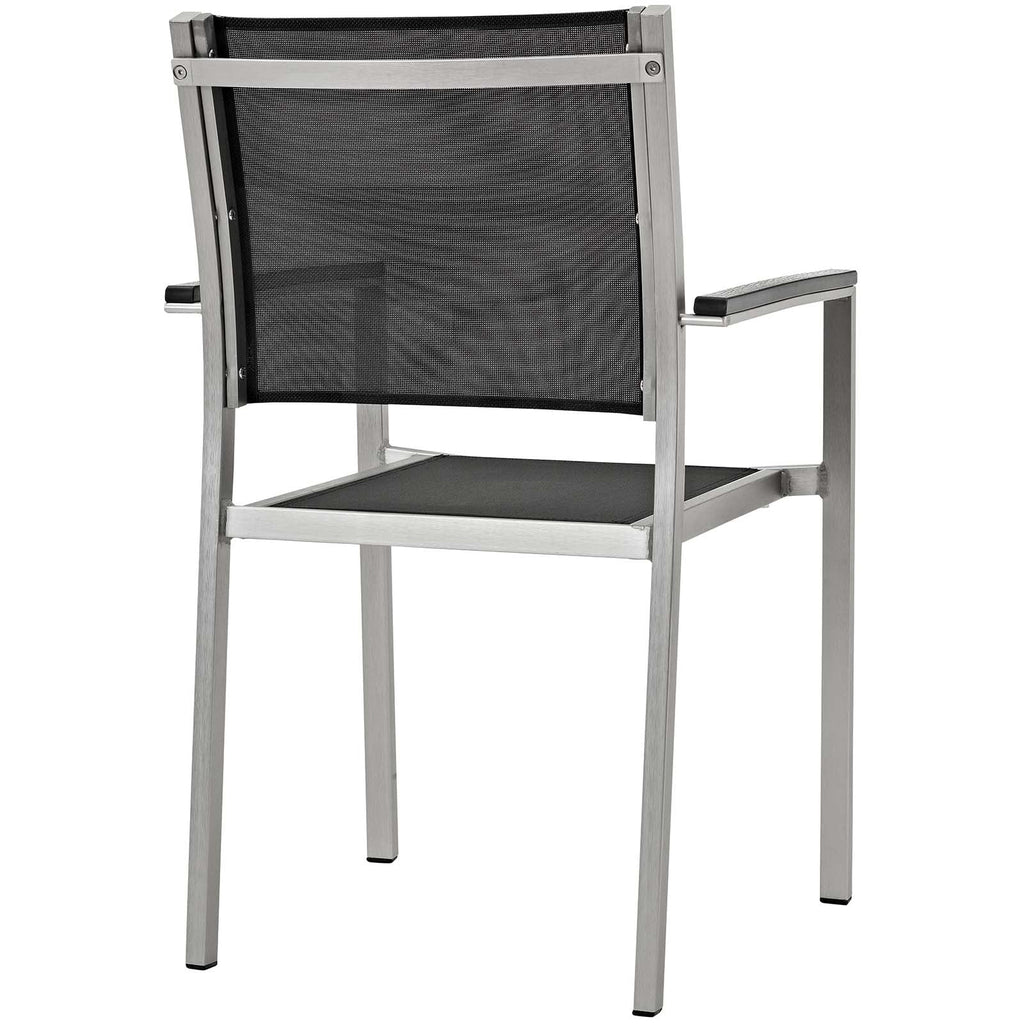 Black Aluminum Metal Side Dining Chair and Table Set J282411