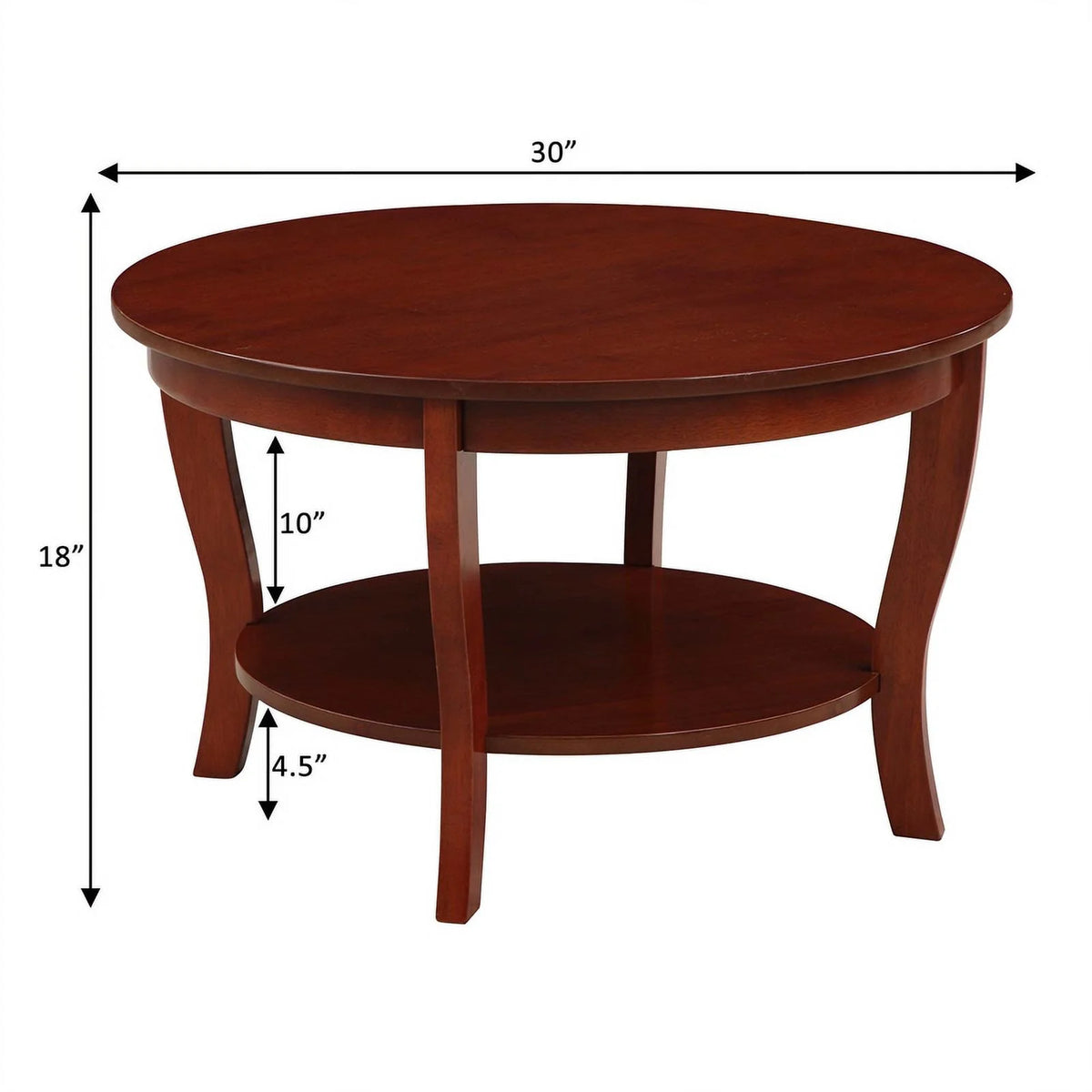 Round Coffee Table with Shelf Mahogany Wood Finish J621346