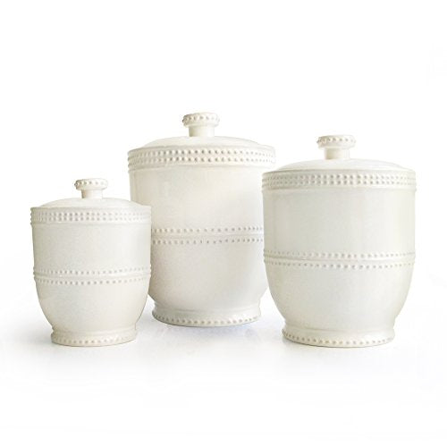 3-Piece Ceramic Canister Set White U28509