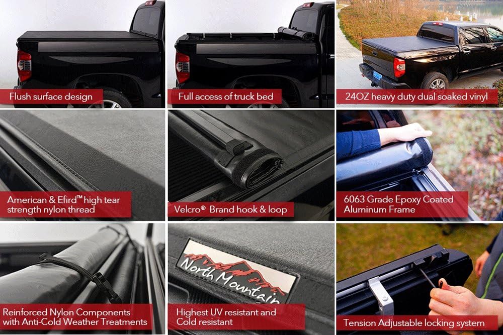 Soft Roll Up Tonneau Cover for 5.8' Bed L506