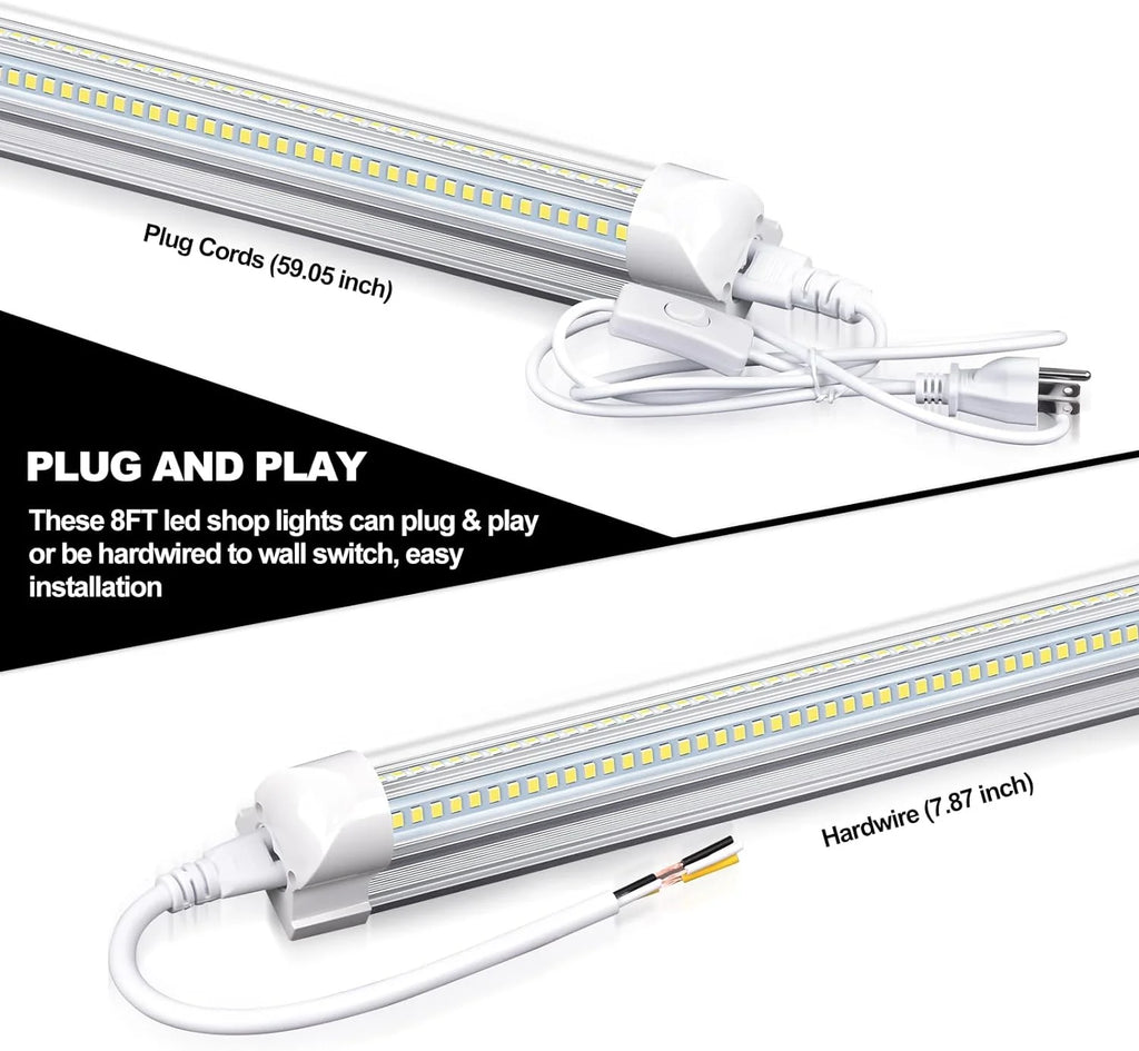 4FT 50W 7750Lumen 6000K Clear Cover V-Shape Linkable T8 LED Tube Light 10 Pack V549940