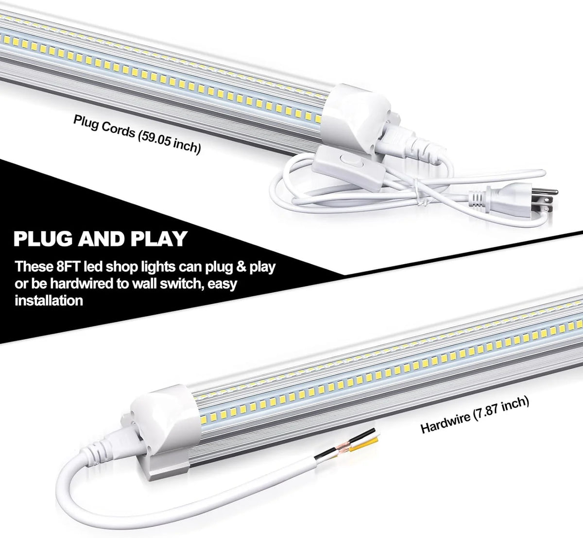 4FT 50W 7750Lumen 6000K Clear Cover V-Shape Linkable T8 LED Tube Light 10 Pack V549940