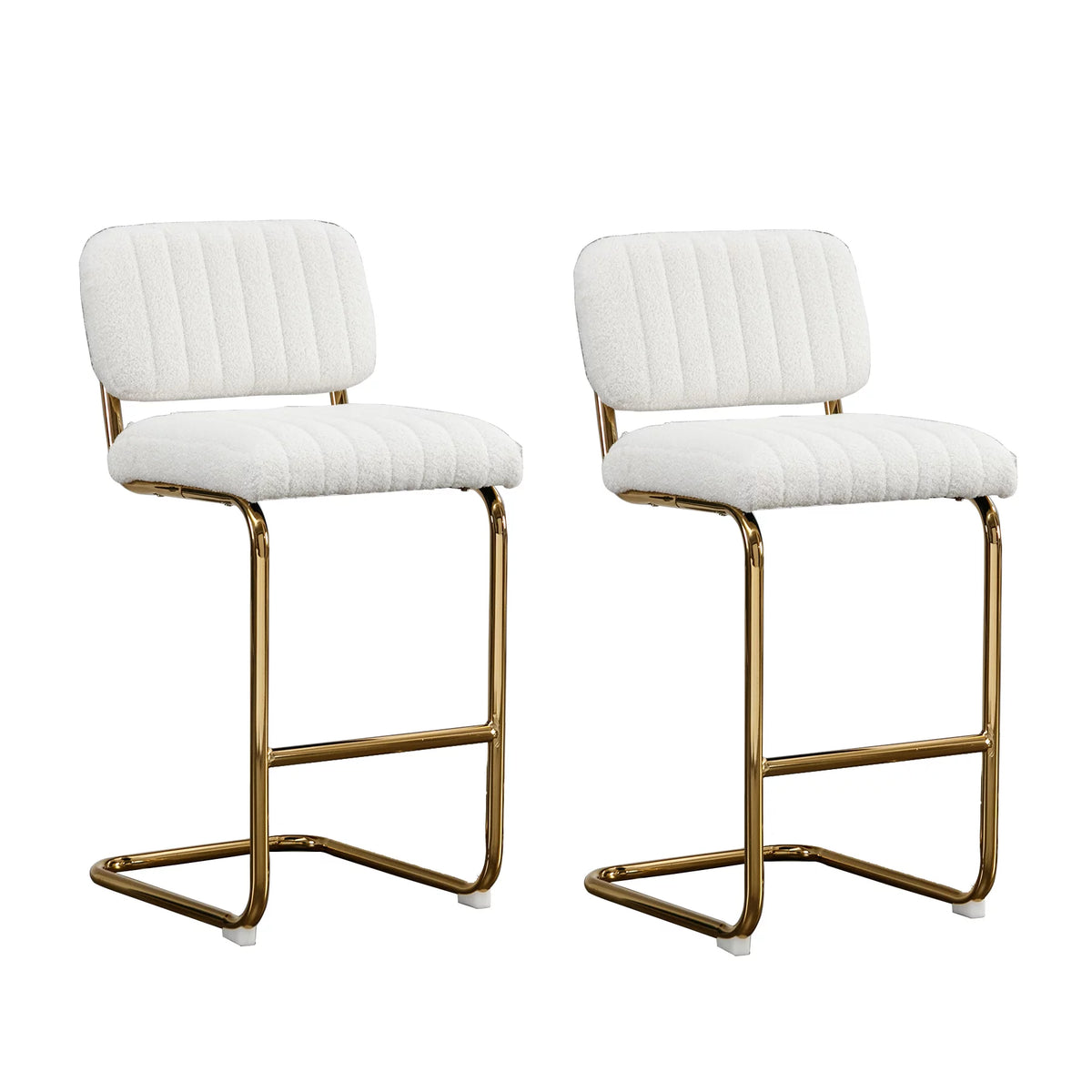 Set of 2 Teddy Fabric Upholstered Bar Stools A770