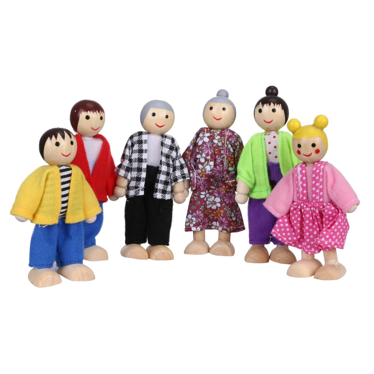 Wooden Dolls Family Playset Set of 6 I886