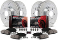 Front and Rear Carbon Fiber Brake Pads with Drilled & Slotted Brake Rotors Kit U29977