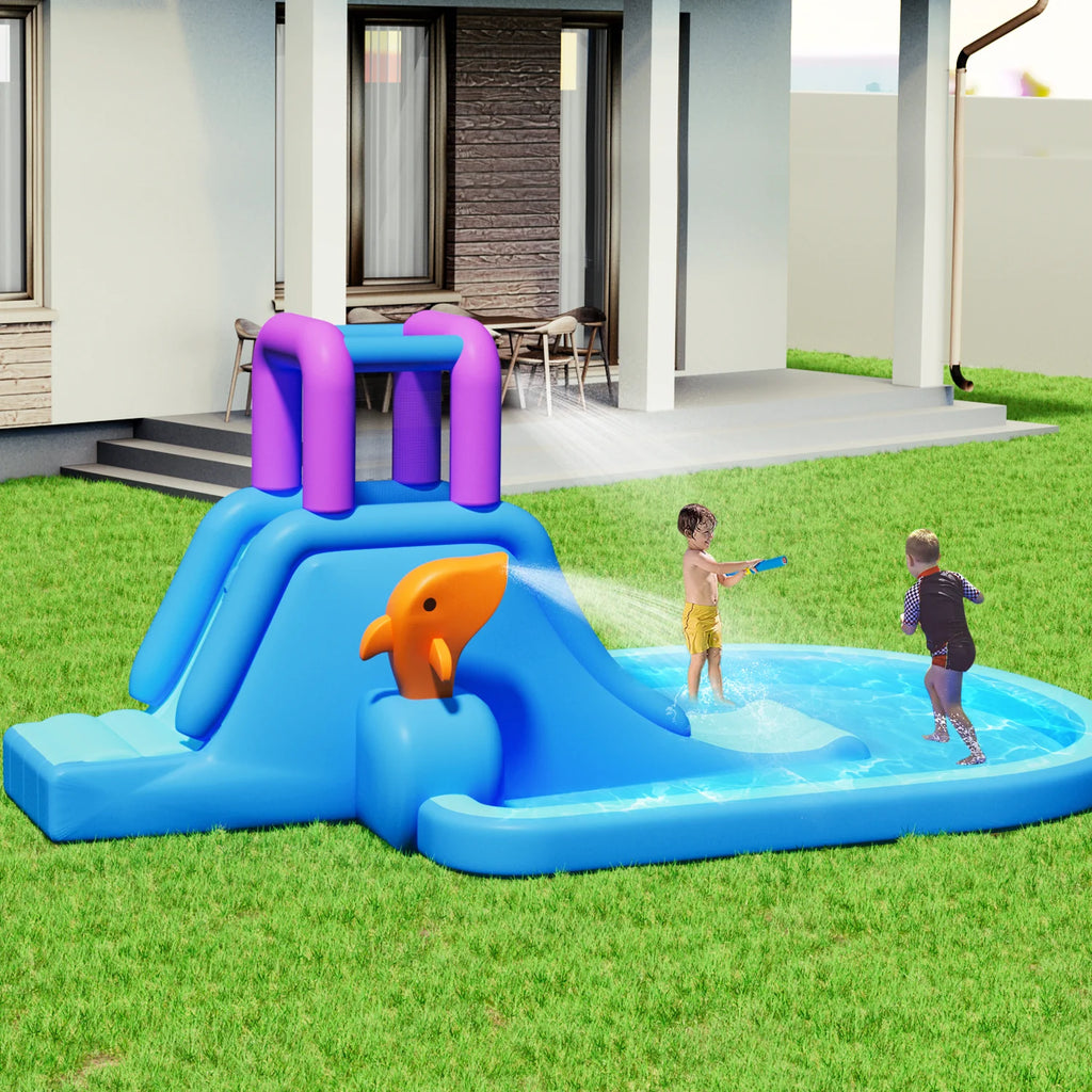 Kids Inflatable Water Slide with Blower and Splash Pool H17567