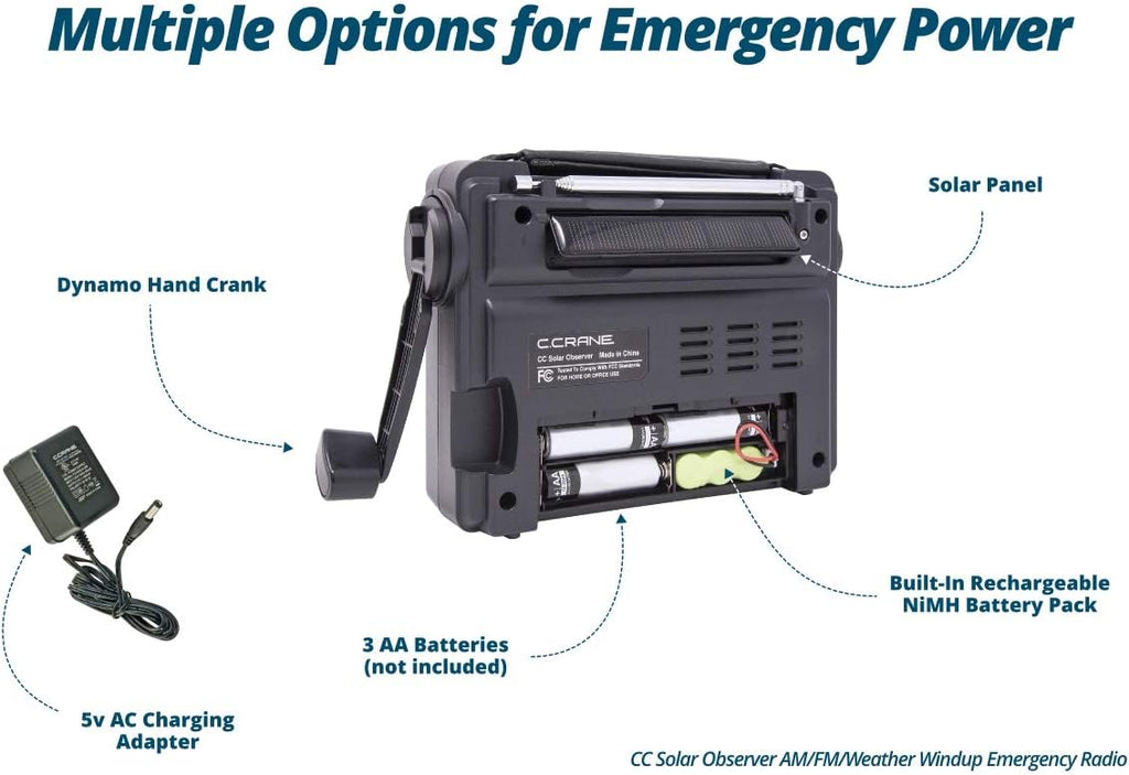 Wind Up Solar Emergency Crank Radio with AM, FM, NOAA Weather, LED Flashlight, Cellphone Charger, AC Adapter, Pack of 2 I4885