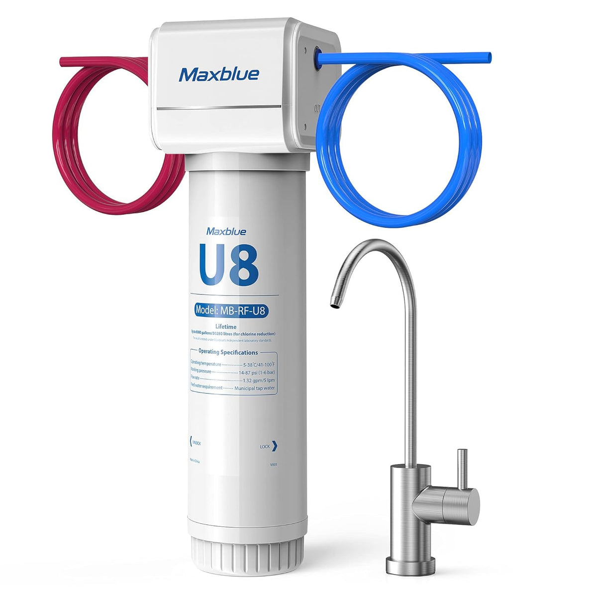 Under Sink Water Filter System with Stainless Steel Faucet N873