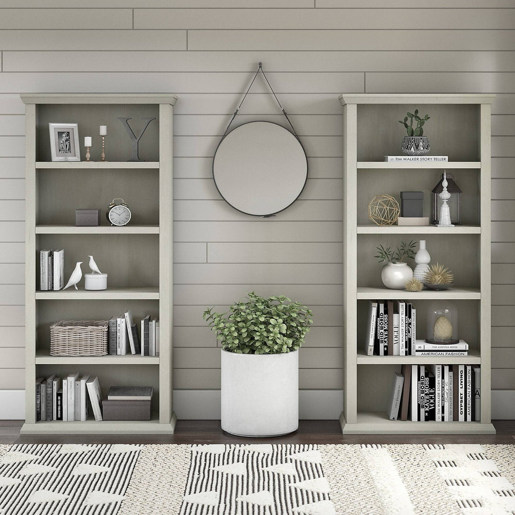 White Oak 5 Shelf Bookcase Set of 2 Q60593