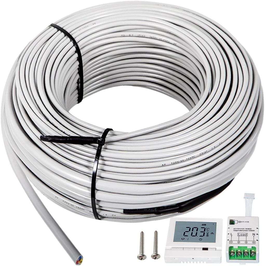 Floor Heating Cable 83.3 Square Feet Waterproof Insulated with Temperature Control Panel A660304