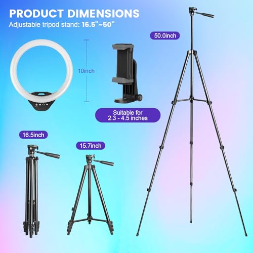 10'' Ring Light with 50'' Extendable Tripod Stand W324837