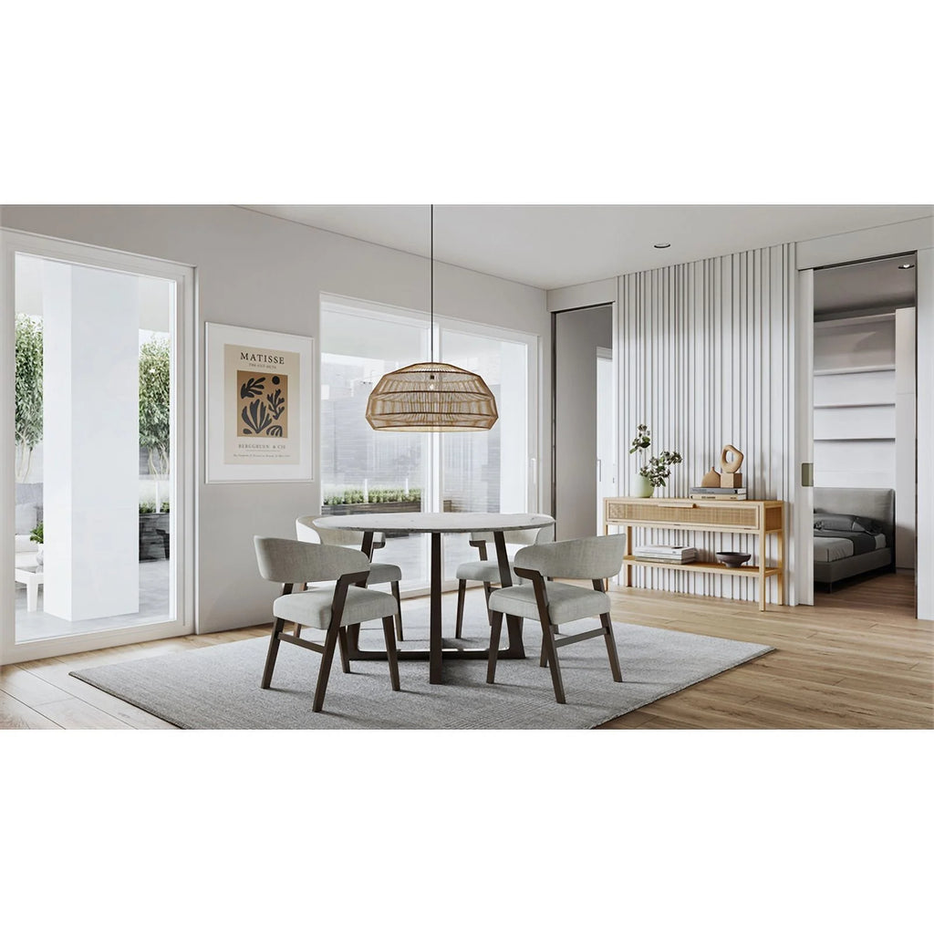 Mid-Century Wood & Faux Marble Dining Table A495