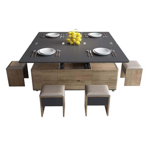 Grey Lift-Top Coffee Table with 4 Stools D97462
