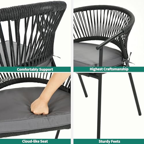 Stackable Rattan Wicker Patio Chairs Set of 6 with Cushion K6600
