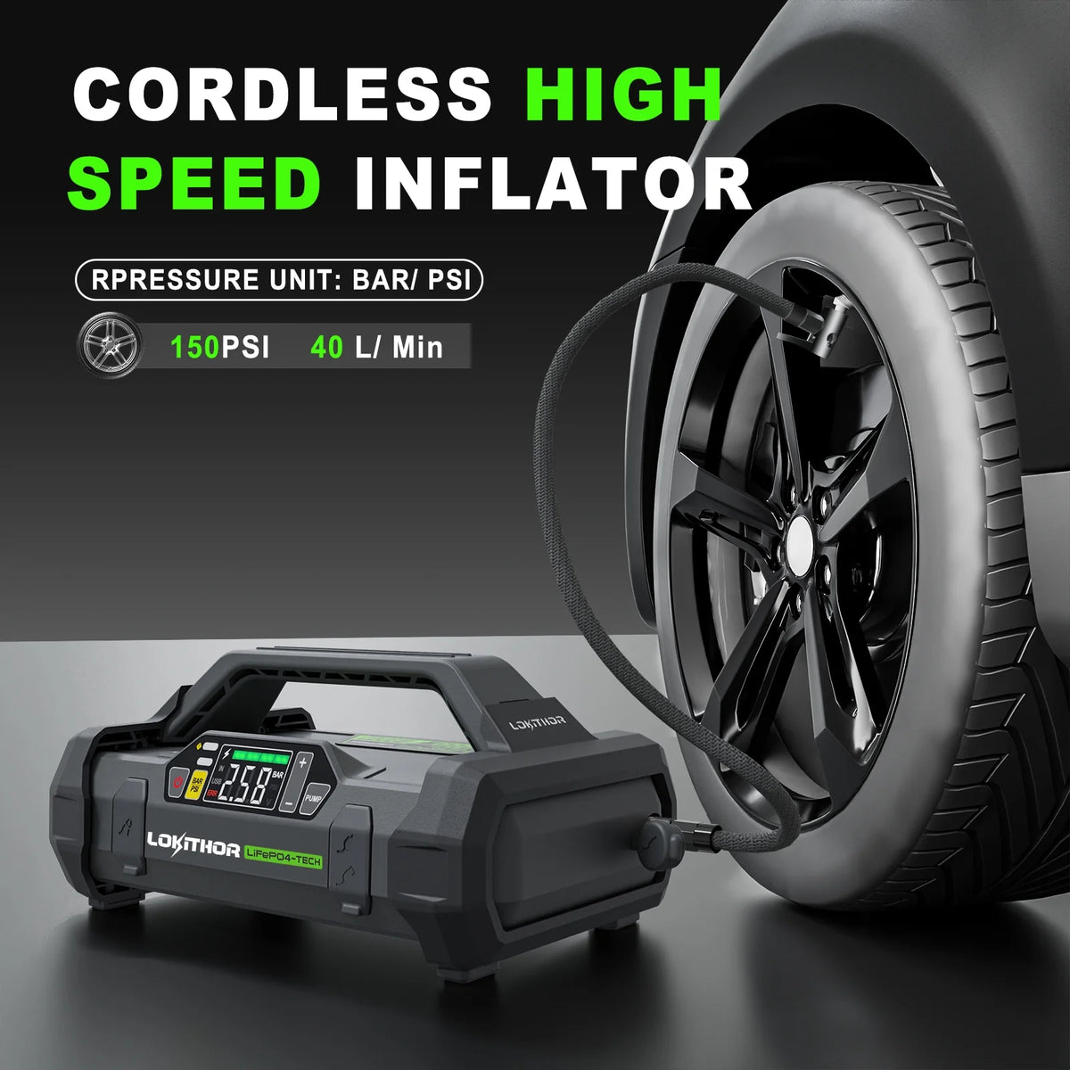 Jump Starter with Air Compressor, 3000Amp 12V Lithium Iron Phosphate Car Starter Battery, 150 PSI Tire Inflator with Digital Screen Y5171