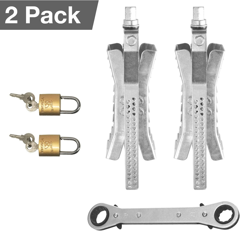 Camper Wheel Chock Stabilizer 2 Sets, RV Tire Scissor Locking X Chock, Pack of 2 Z375